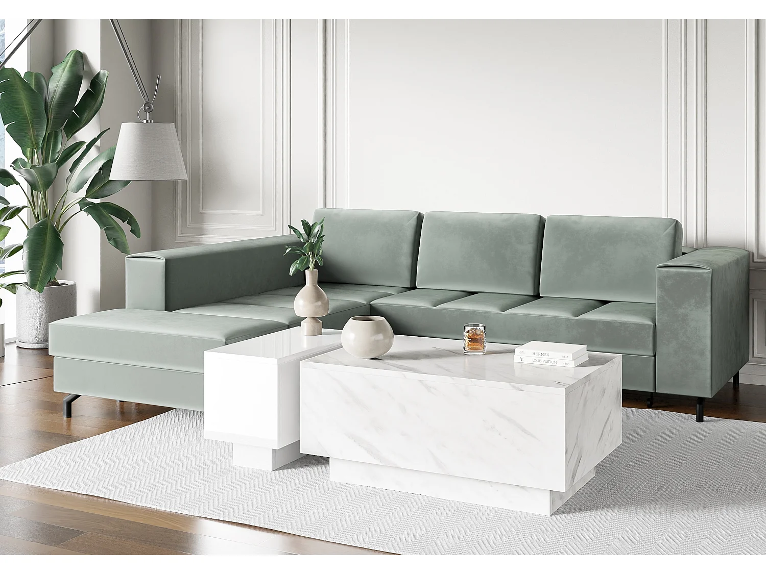 Moon 90 ława biały marmur