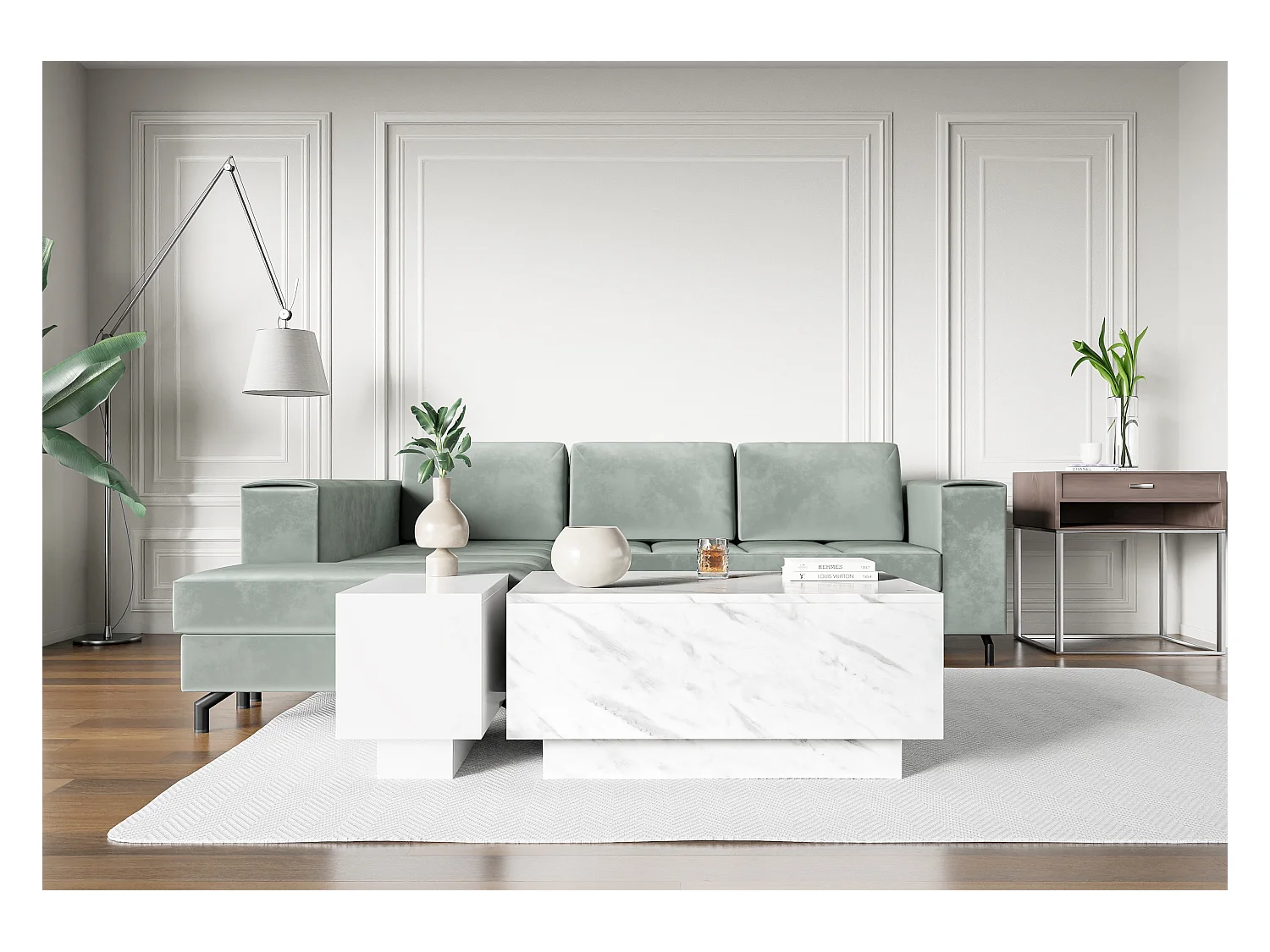 Moon 90 ława biały marmur