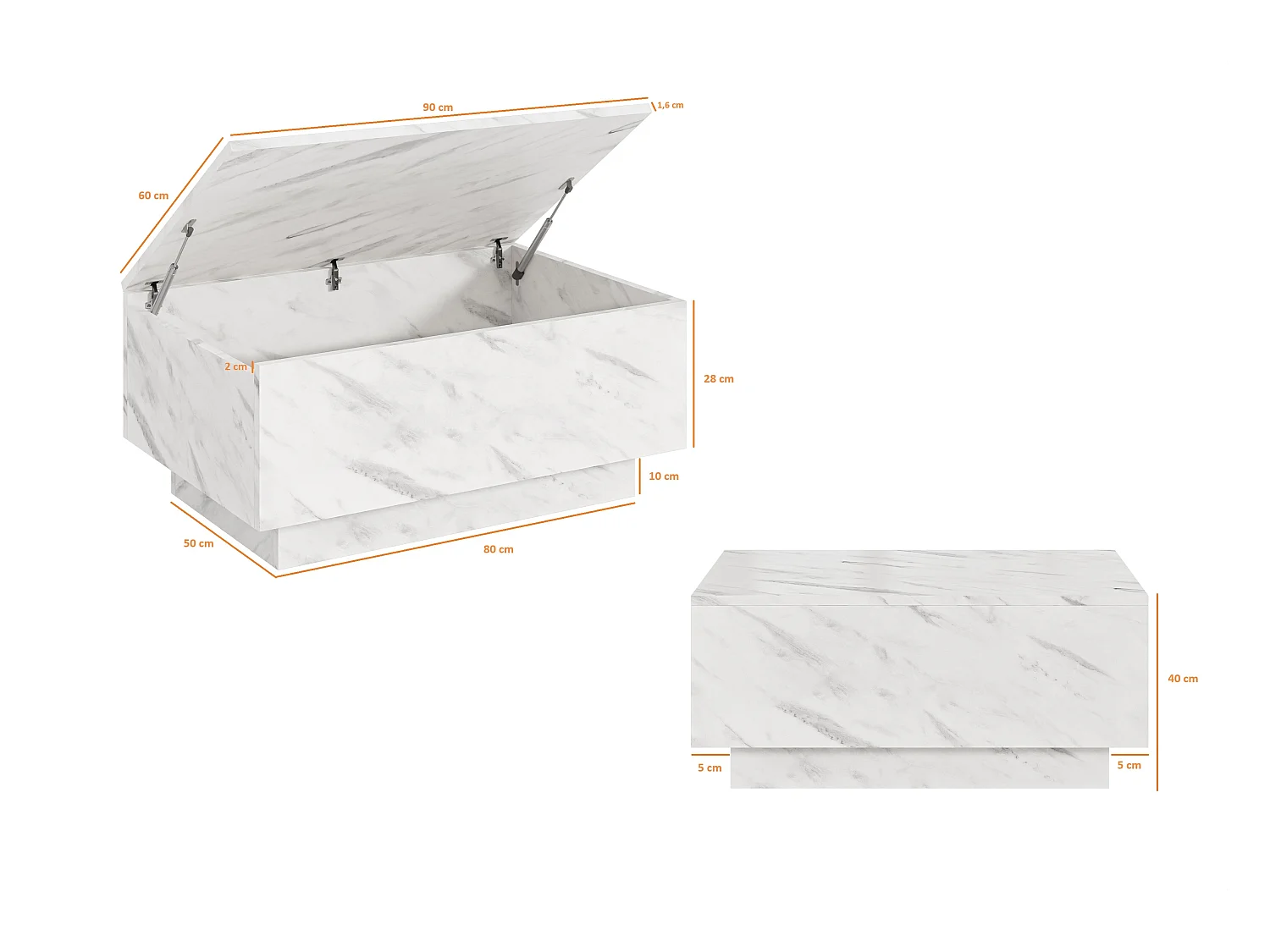 Moon 90 ława czarny marmur