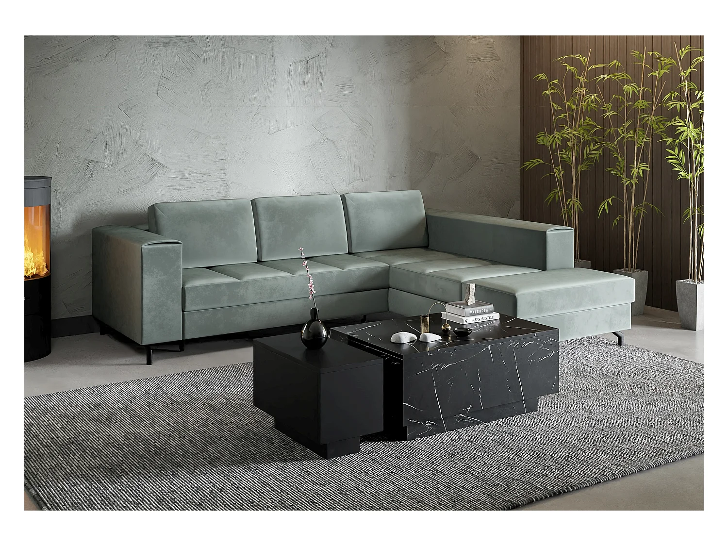 Moon 90 ława czarny marmur