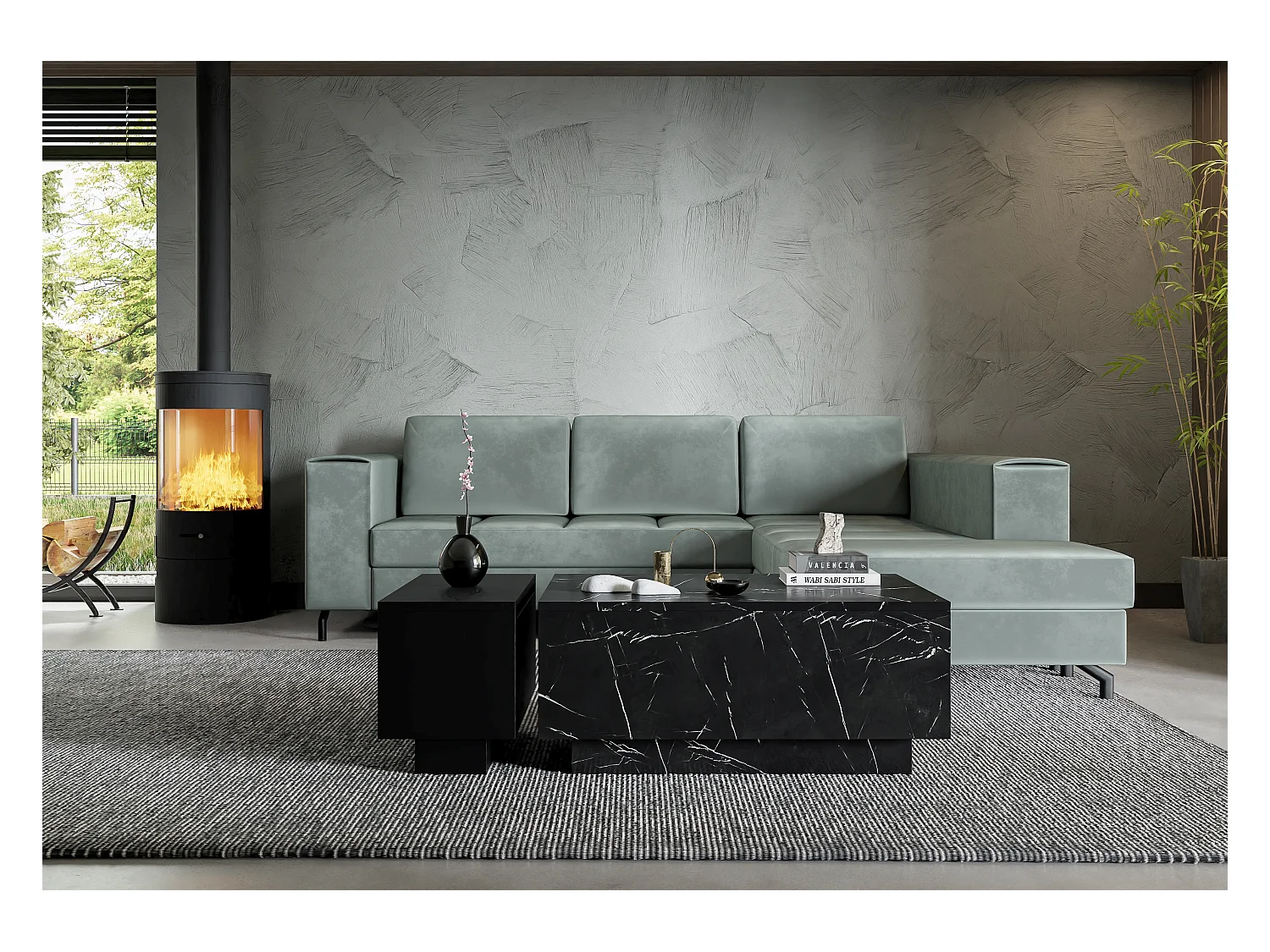 Moon 90 ława czarny marmur