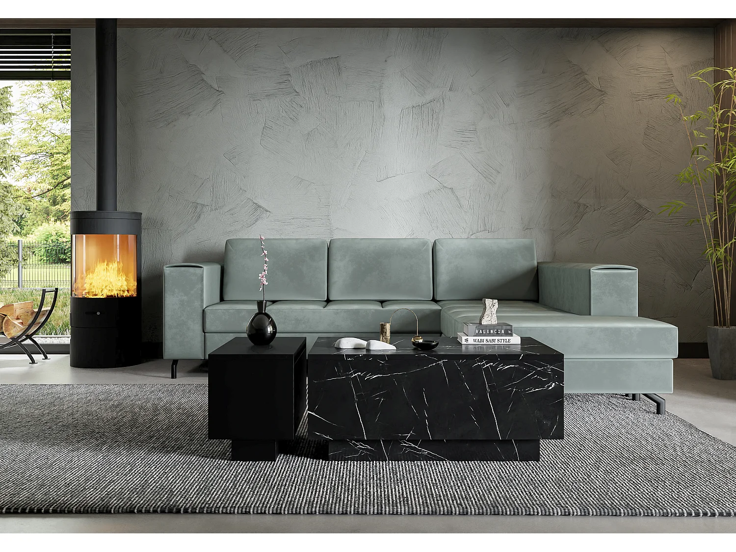 Moon 90 ława czarny marmur