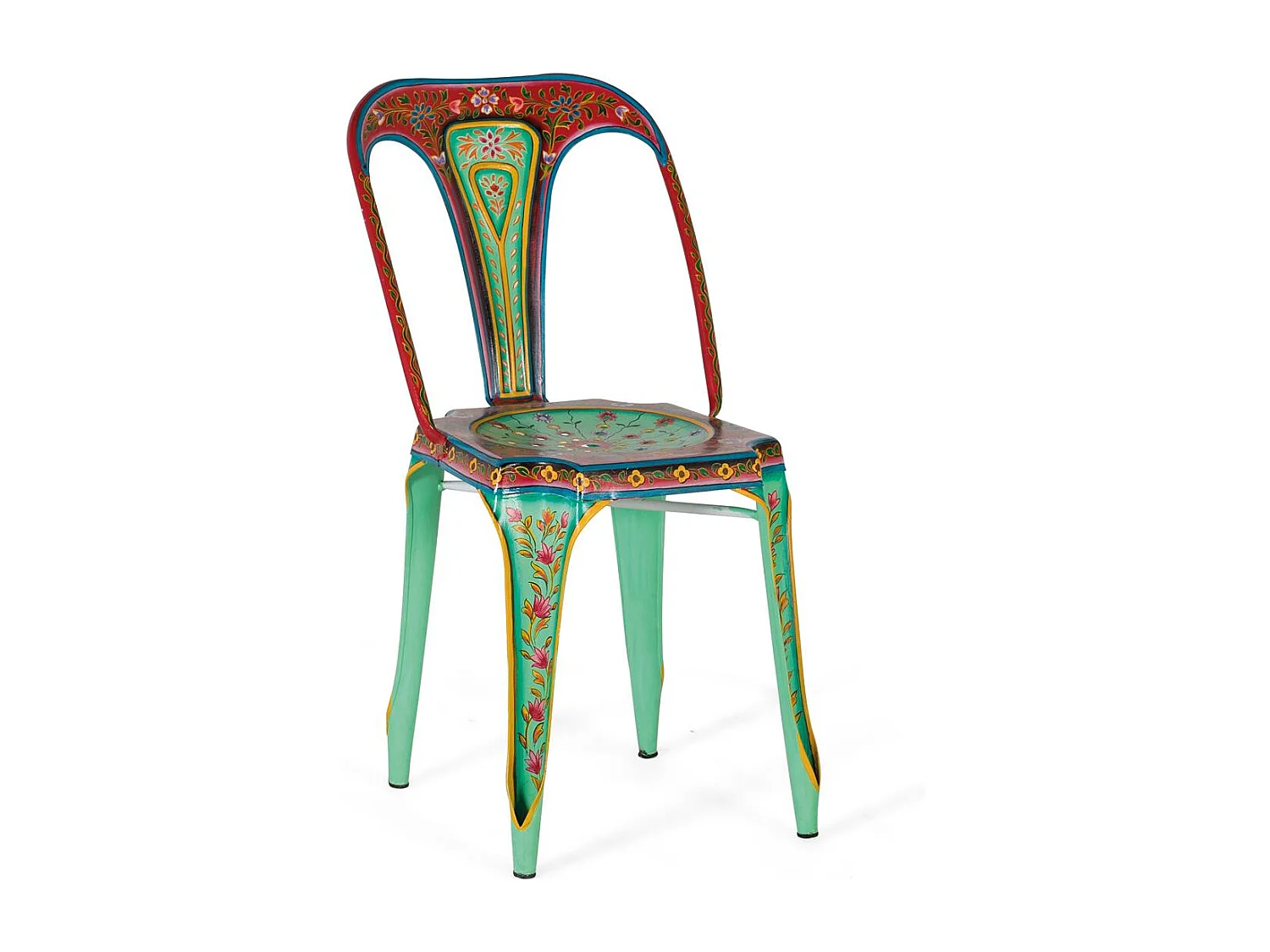 Lot de 2 chaises multicolores en métal peint à la main