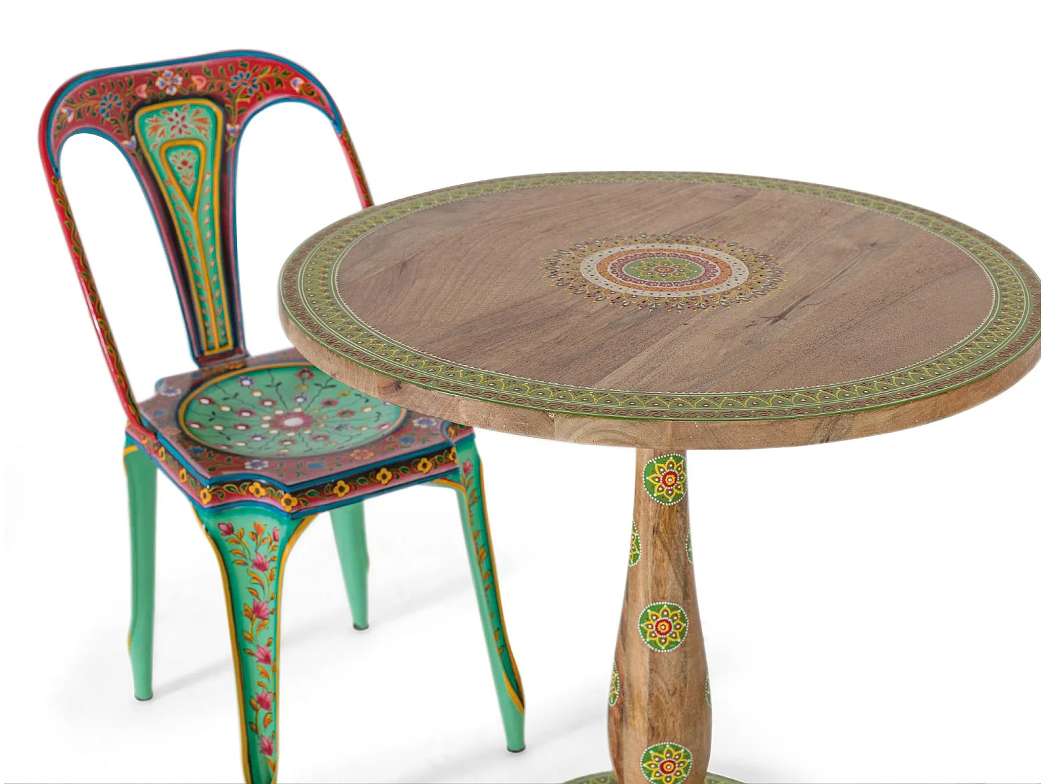 Lot de 2 chaises multicolores en métal peint à la main