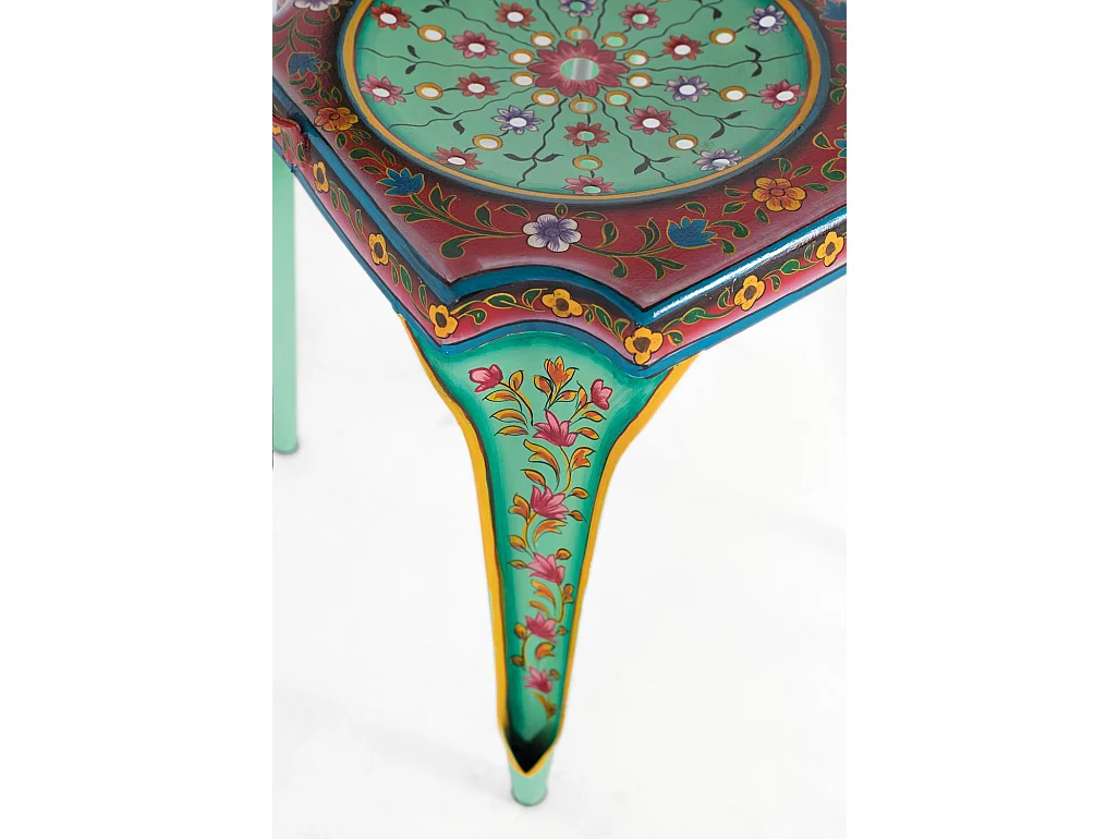 Lot de 2 chaises multicolores en métal peint à la main