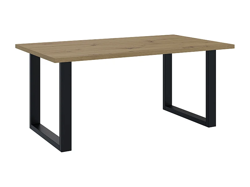 PROROOM FURNITURE - Brooky Table - Esstisch - Rechteckig - 160x90x75 cm - mit Schwarzen Metallbeinen in U-Form - für Esszimmer, Wohnzimmer, Salon - Braun/Holzoptik