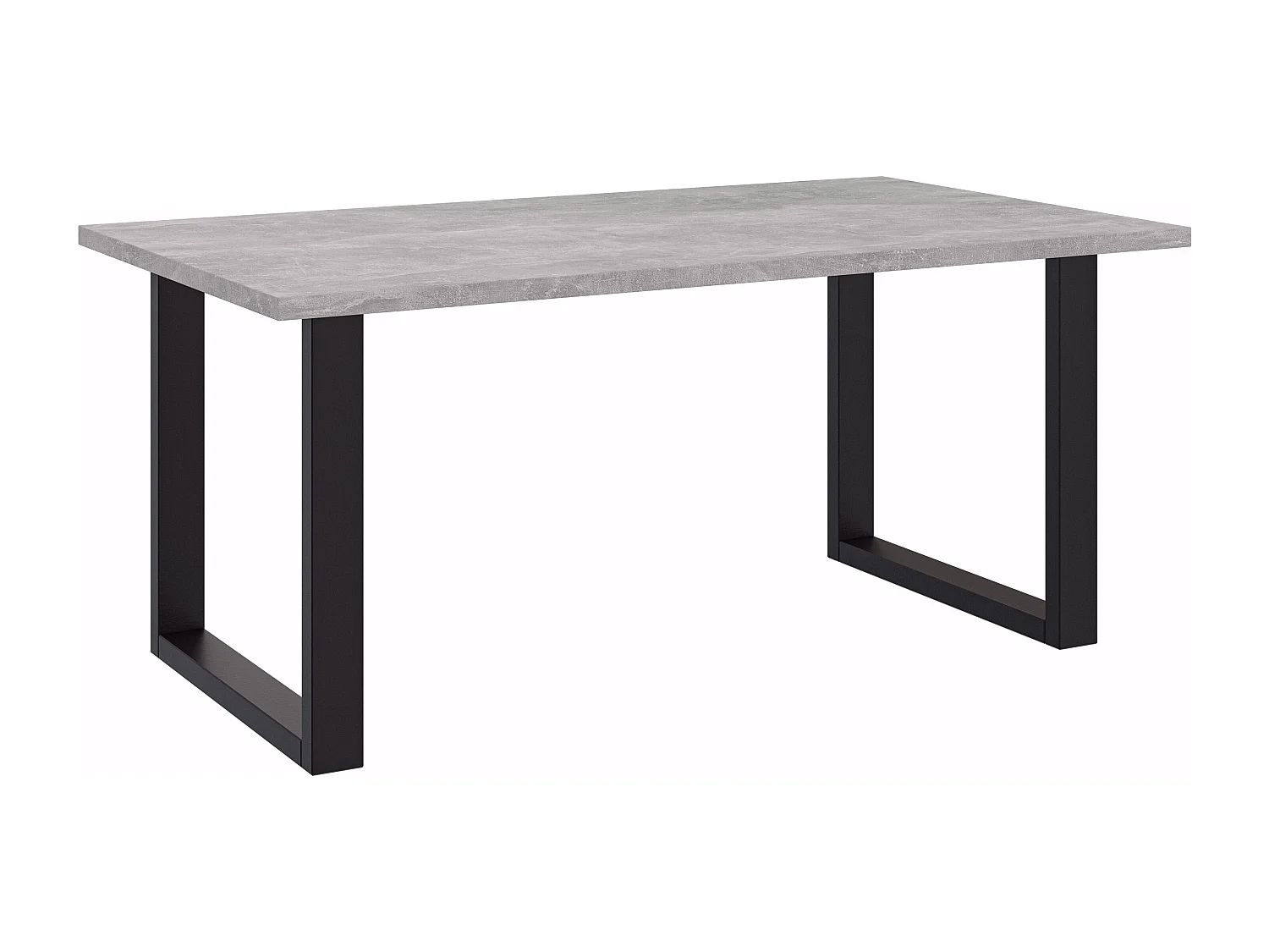 PROROOM FURNITURE - Brooky Table - Esstisch - Rechteckig - 160x90x75 cm - mit Schwarzen Metallbeinen in U-Form - für Esszimmer, Wohnzimmer, Salon - Grau/Steinoptik