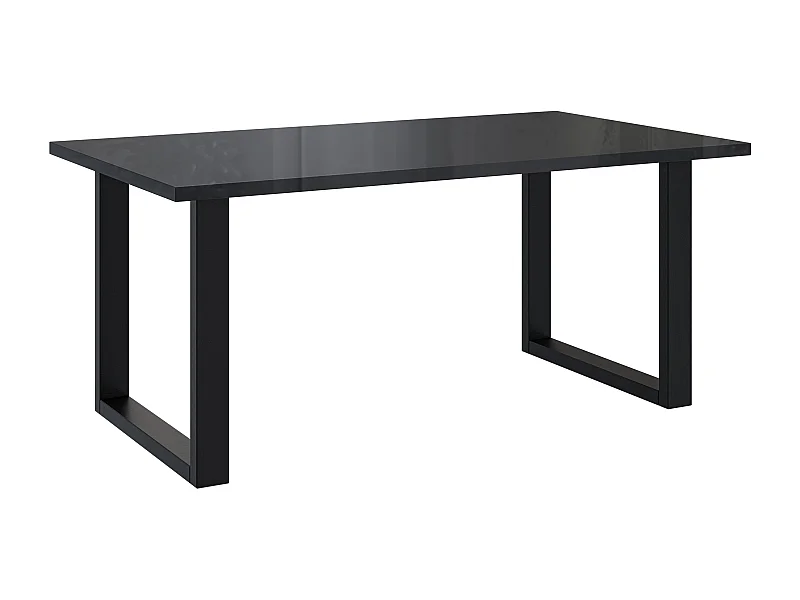 PROROOM FURNITURE - Brooky Table - Esstisch - Rechteckig - 160x90x75 cm - mit Schwarzen Metallbeinen in U-Form - für Esszimmer, Wohnzimmer, Salon - Schwarz Glanz