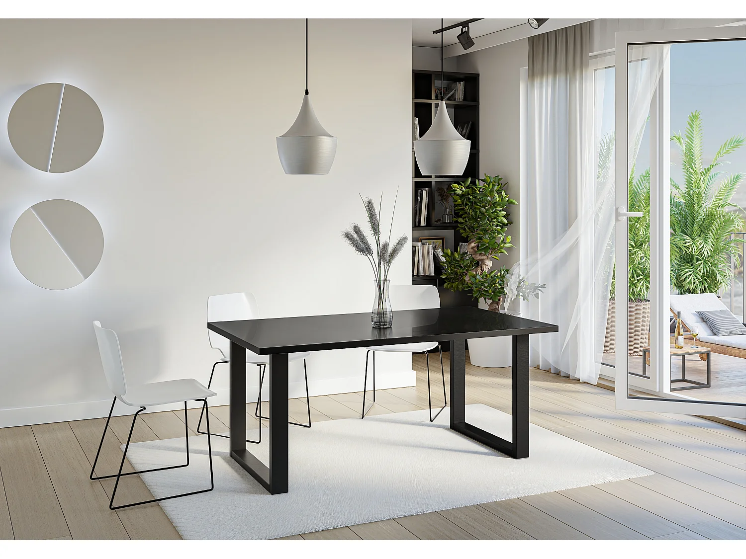 Brooky stół czarny połysk, noga U