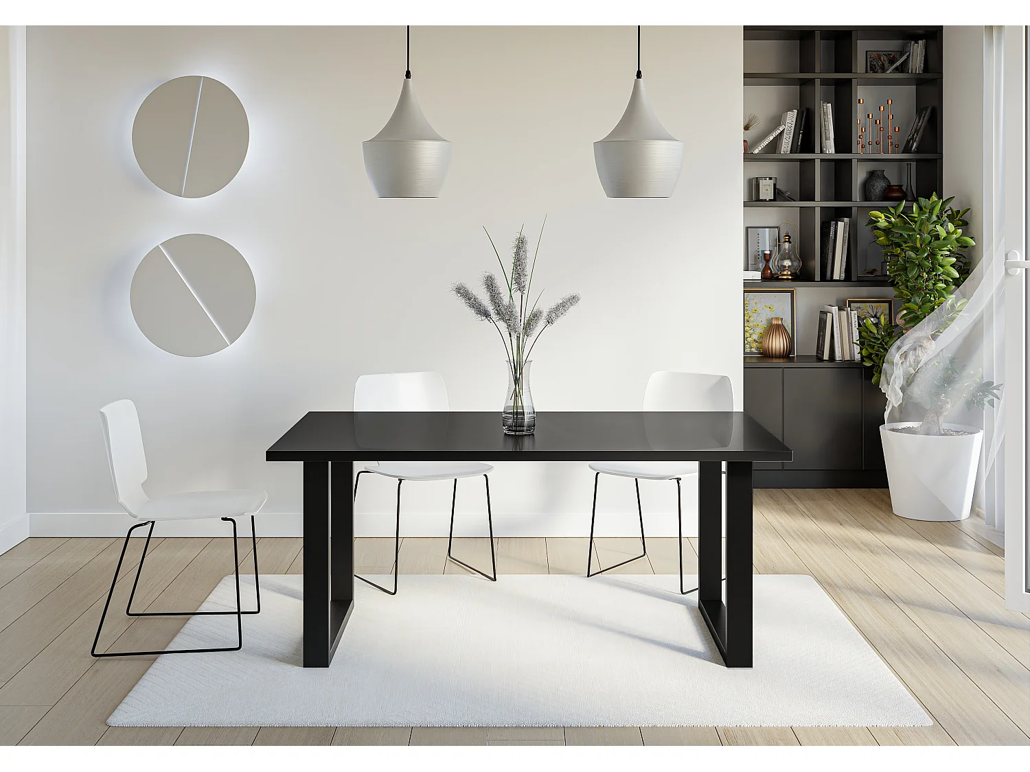 Brooky stół czarny połysk, noga U