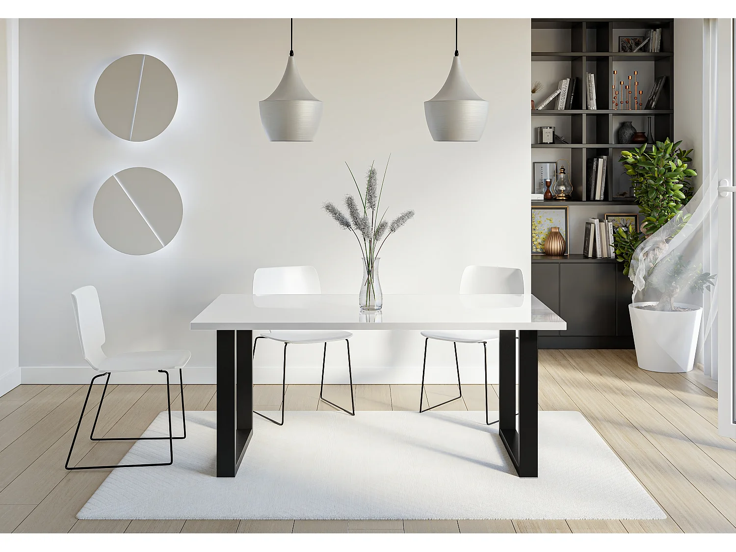 Brooky stół biały połysk, noga U