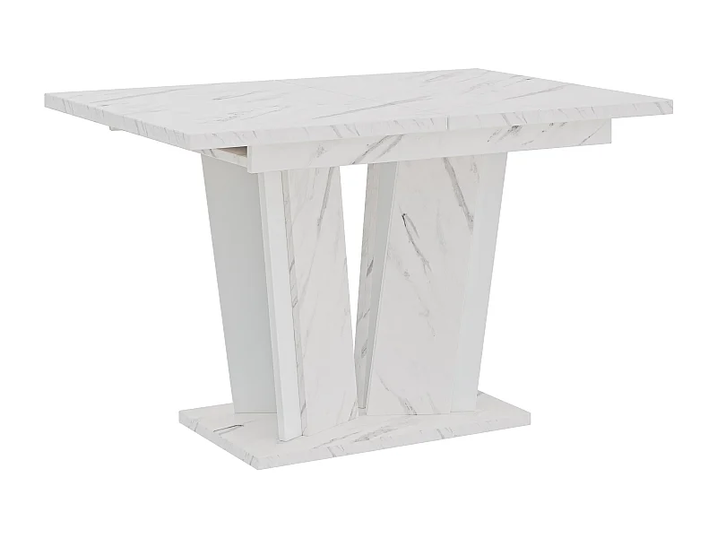 PROROOM FURNITURE - Dora 2 - Esstisch Ausziehbar auf 160 cm - 120x80x75 cm - Esszimmertisch - Tisch für Esszimmer, Wohnzimmer - Ausziehtisch - Bianco Marmor Weiß