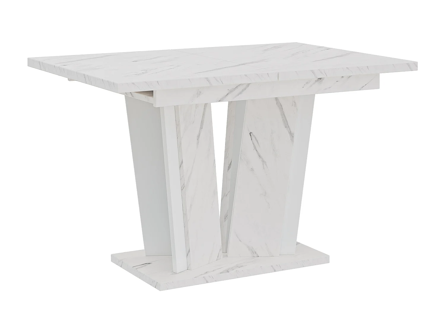 PROROOM FURNITURE - Dora 2 - Esstisch Ausziehbar auf 160 cm - 120x80x75 cm - Esszimmertisch - Tisch für Esszimmer, Wohnzimmer - Ausziehtisch - Bianco Marmor Weiß