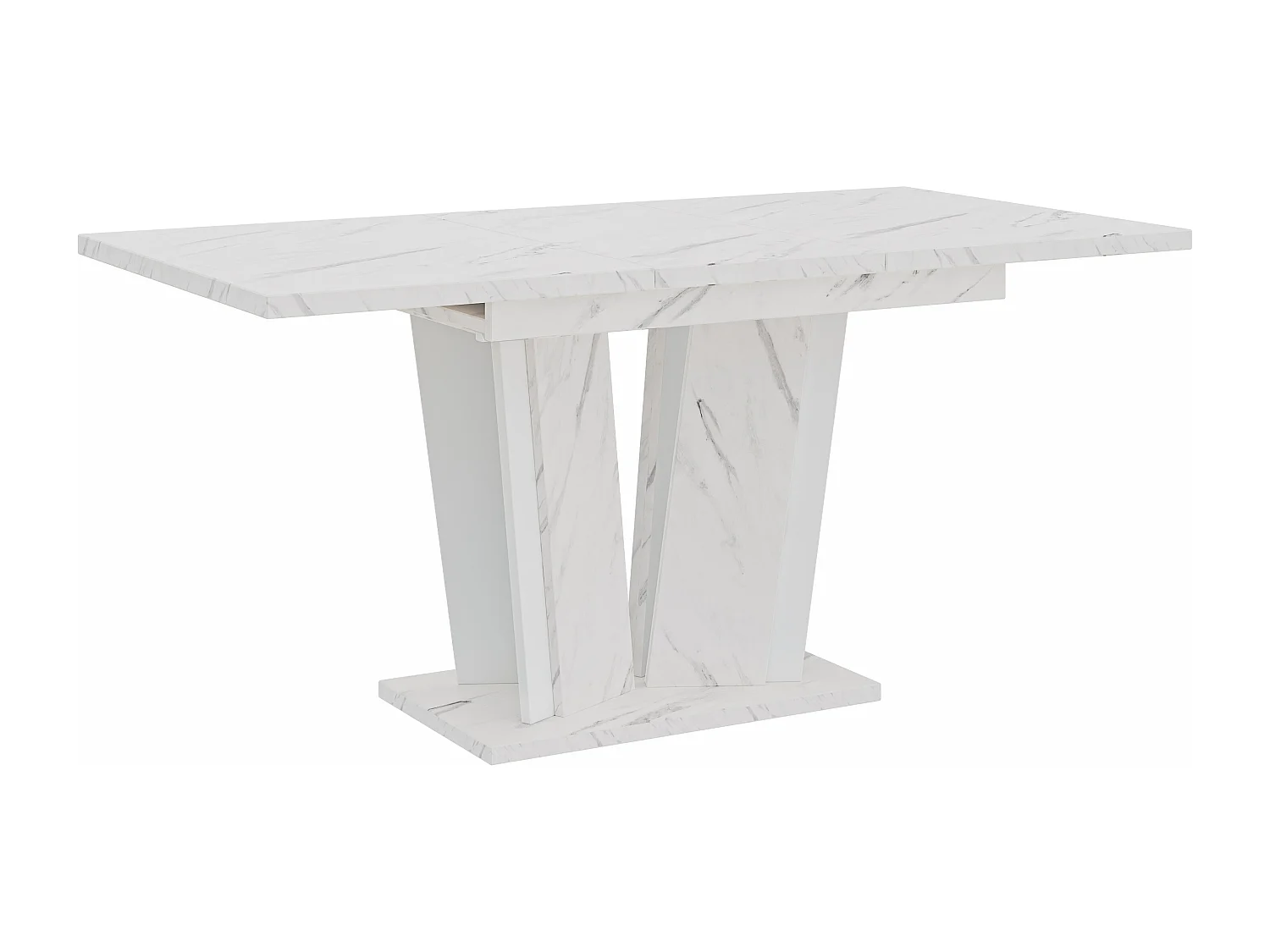 PROROOM FURNITURE - Dora 2 - Esstisch Ausziehbar auf 160 cm - 120x80x75 cm - Esszimmertisch - Tisch für Esszimmer, Wohnzimmer - Ausziehtisch - Bianco Marmor Weiß