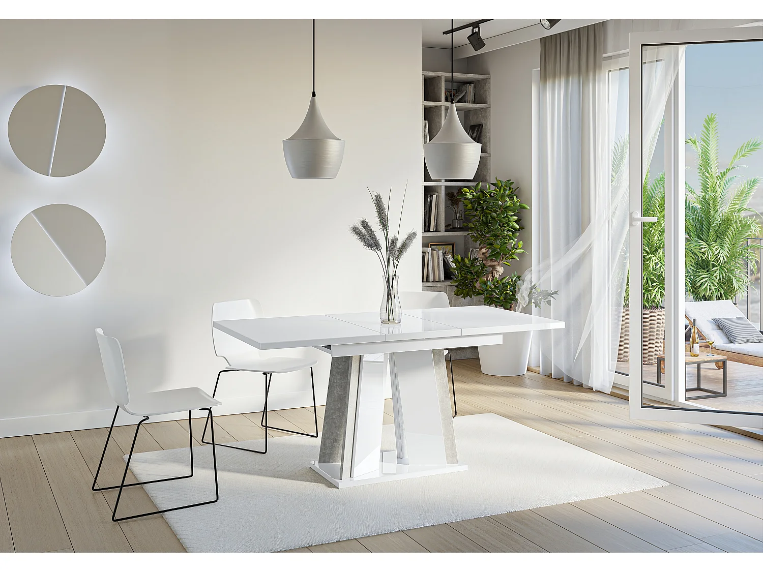 Dora stół biały połysk beton