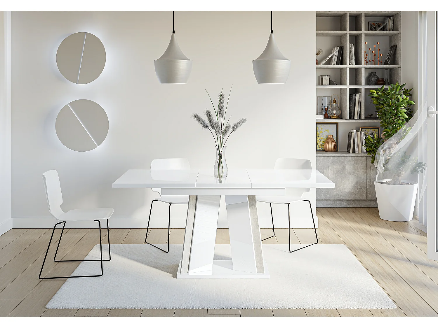 Dora stół biały połysk beton