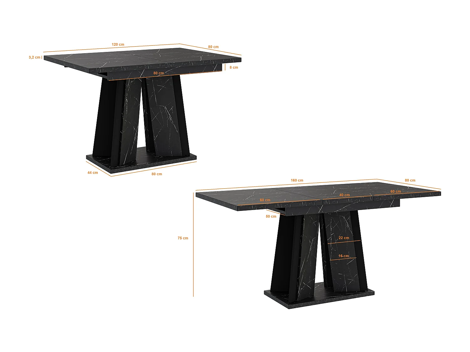 Dora stół czarny marmur czarny