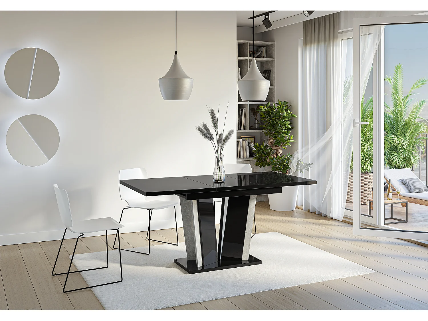 Dora 2 stół biały mat beton