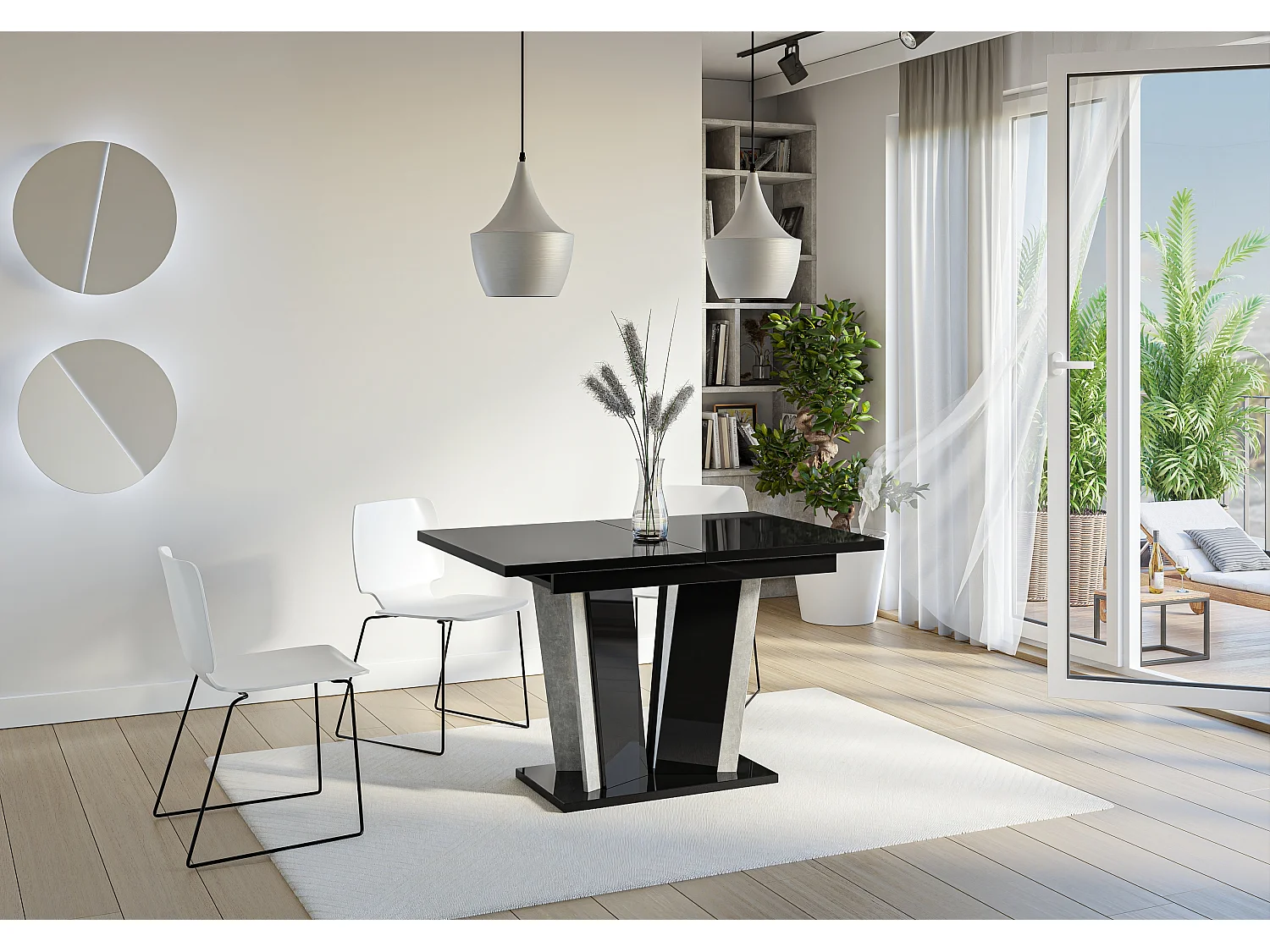 Dora 2 stół biały mat beton