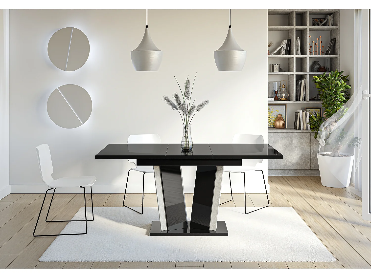 Dora 2 stół biały mat beton