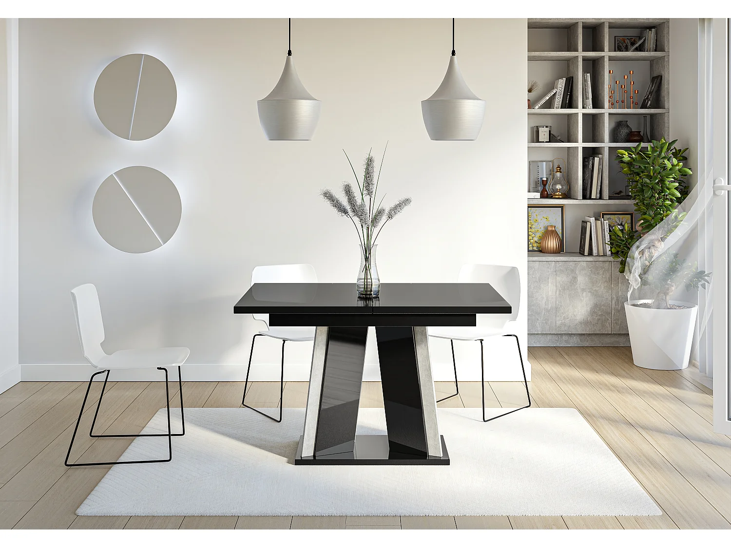 Dora stół czarny połysk beton