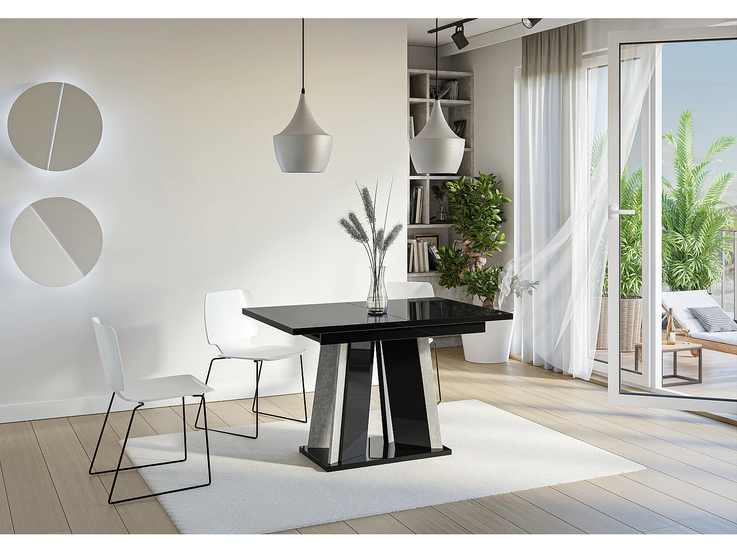 Dora stół czarny połysk beton