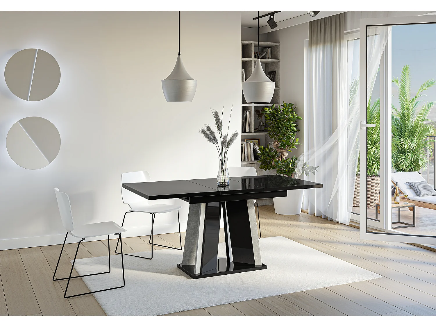 Dora stół czarny połysk beton