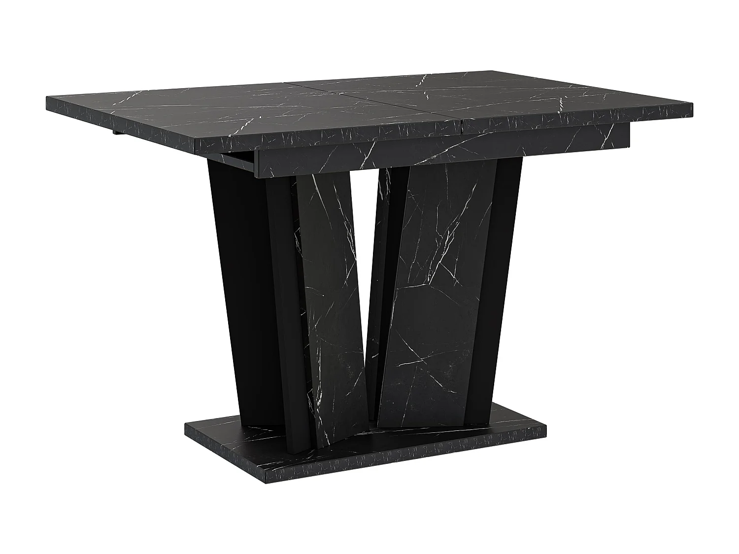 PROROOM FURNITURE - Dora 2 - Esstisch Ausziehbar auf 160 cm- 120x80x75 cm- Esszimmertisch- Tisch für Esszimmer, Wohnzimmer- Ausziehtisch- Weiß Hochglanz Betonoptik