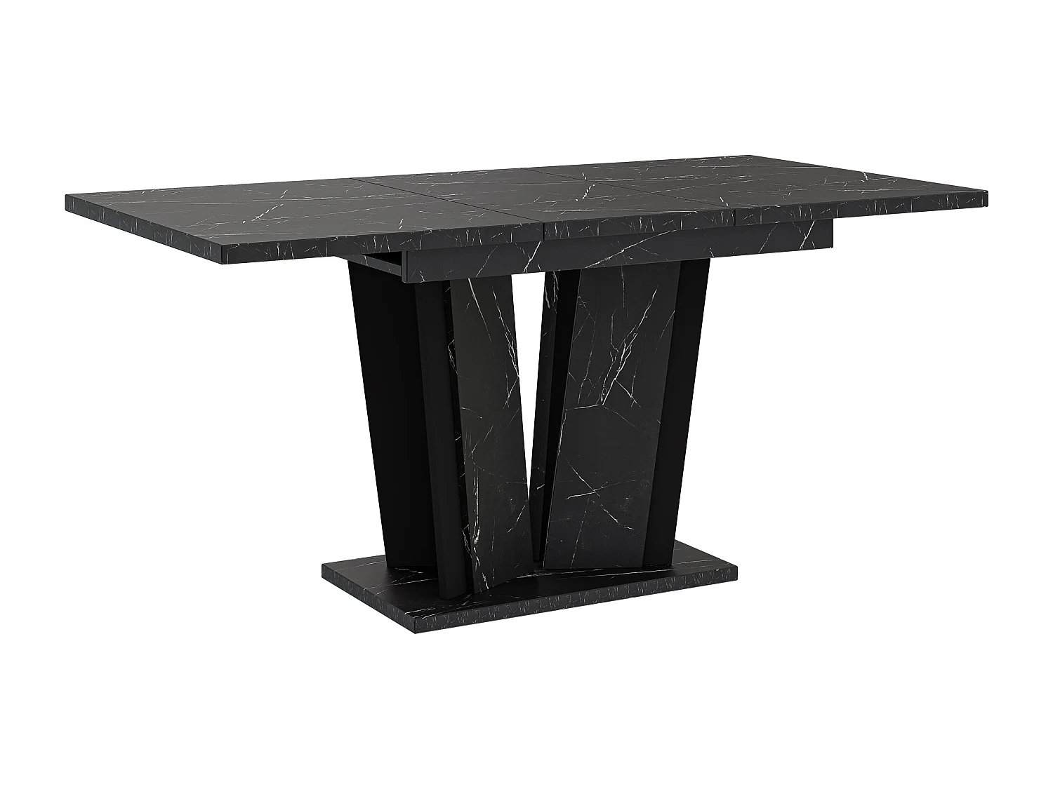 PROROOM FURNITURE - Dora 2 - Esstisch Ausziehbar auf 160 cm- 120x80x75 cm- Esszimmertisch- Tisch für Esszimmer, Wohnzimmer- Ausziehtisch- Weiß Hochglanz Betonoptik