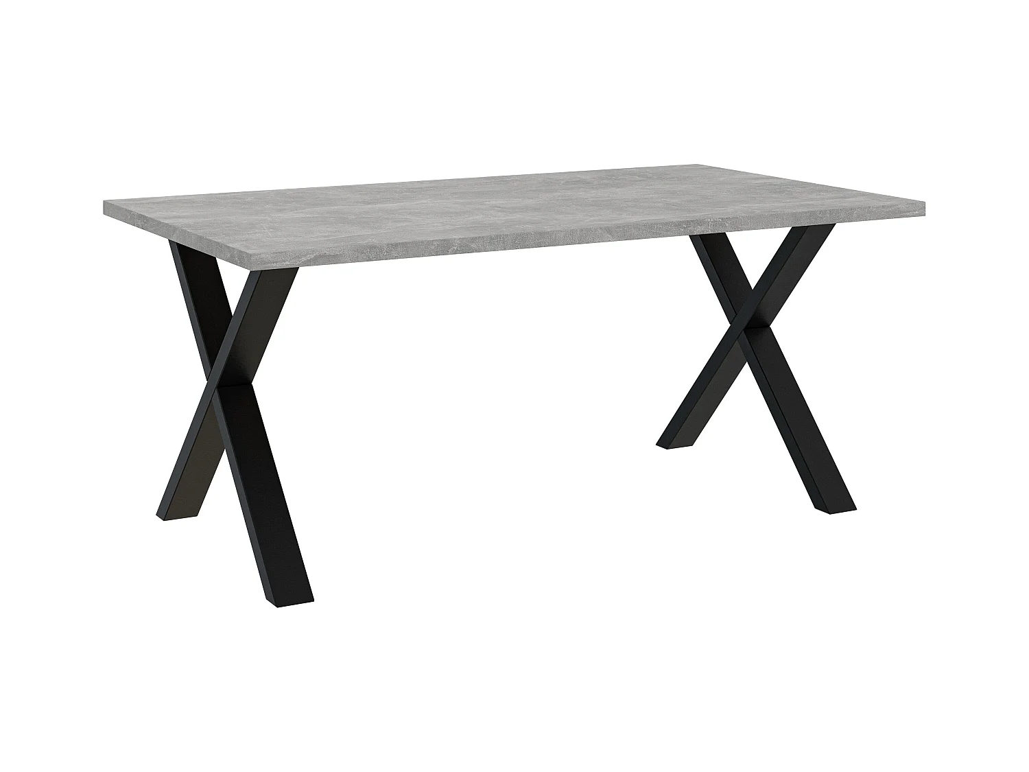 PROROOM FURNITURE - Brooky Table - Esstisch - Rechteckig - 160x90x75 cm - mit Schwarzen Metallbeinen in X-Form - für Esszimmer, Wohnzimmer, Salon - Steinoptik