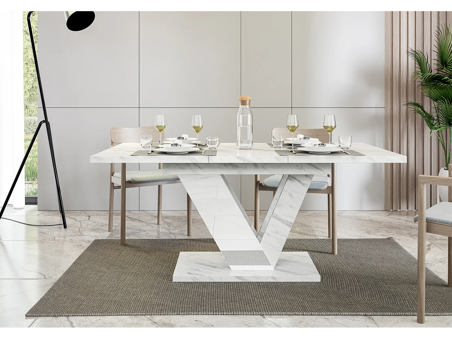 Dubaj stół biały marmur biały połysk