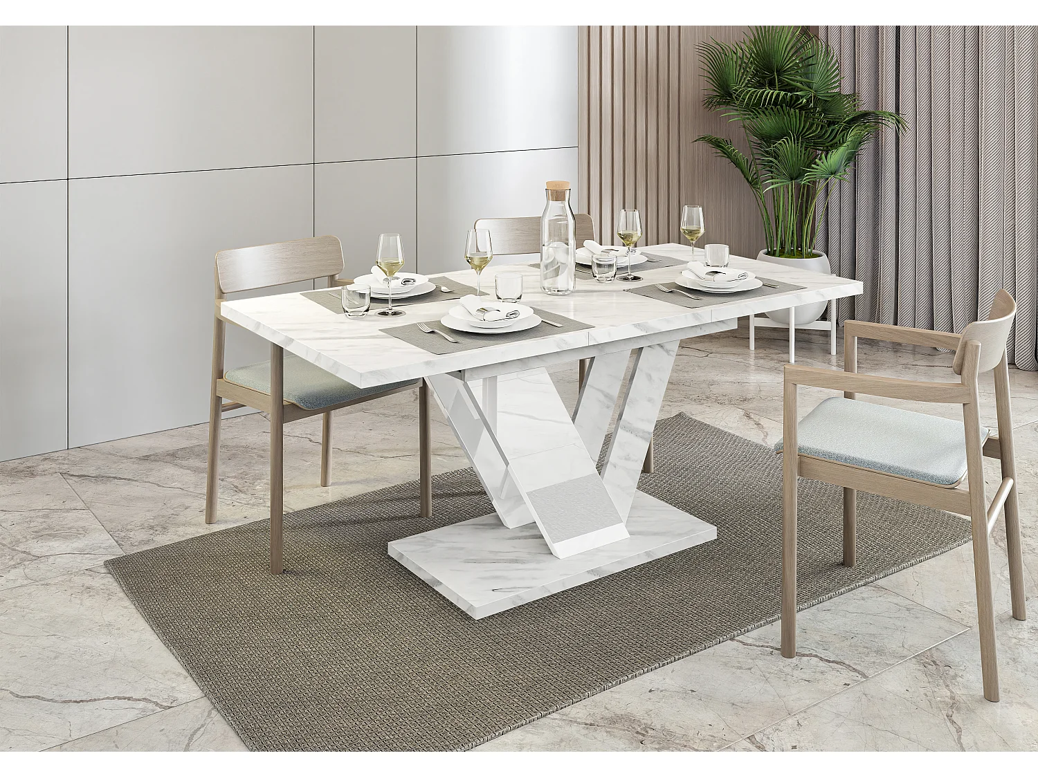 Dubaj stół biały marmur biały połysk