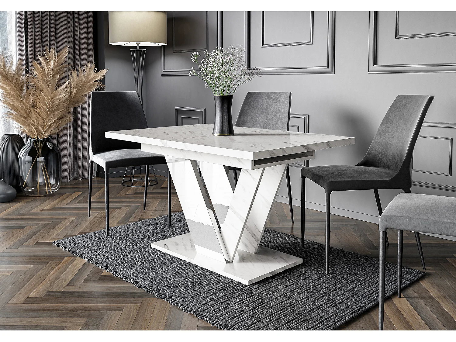 Dubaj stół biały marmur biały połysk