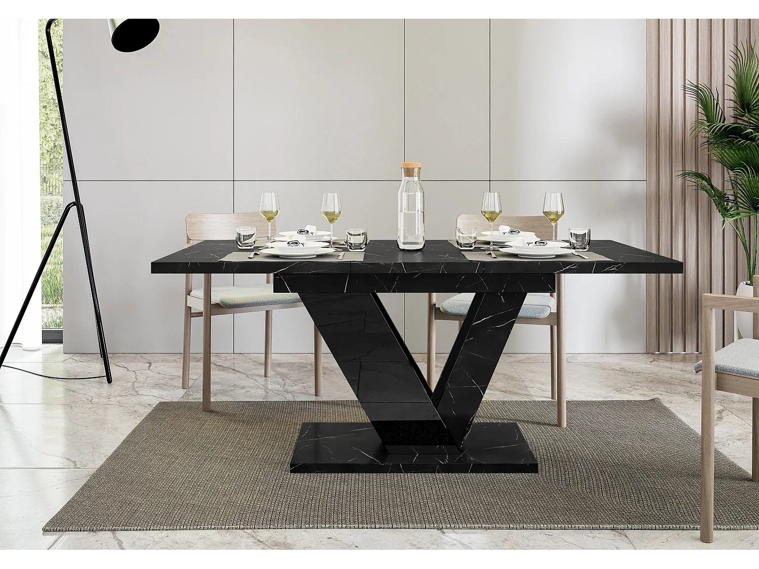 Dubaj stół czarny marmur czarny połysk