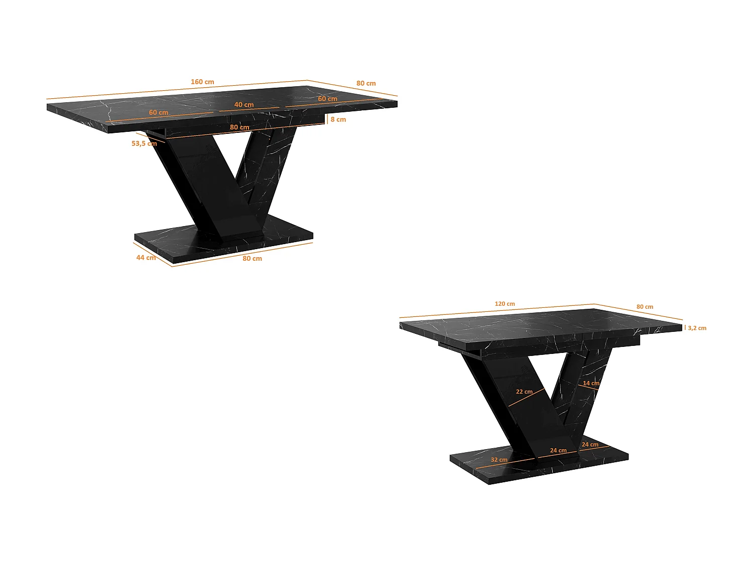 Dubaj stół czarny marmur czarny połysk