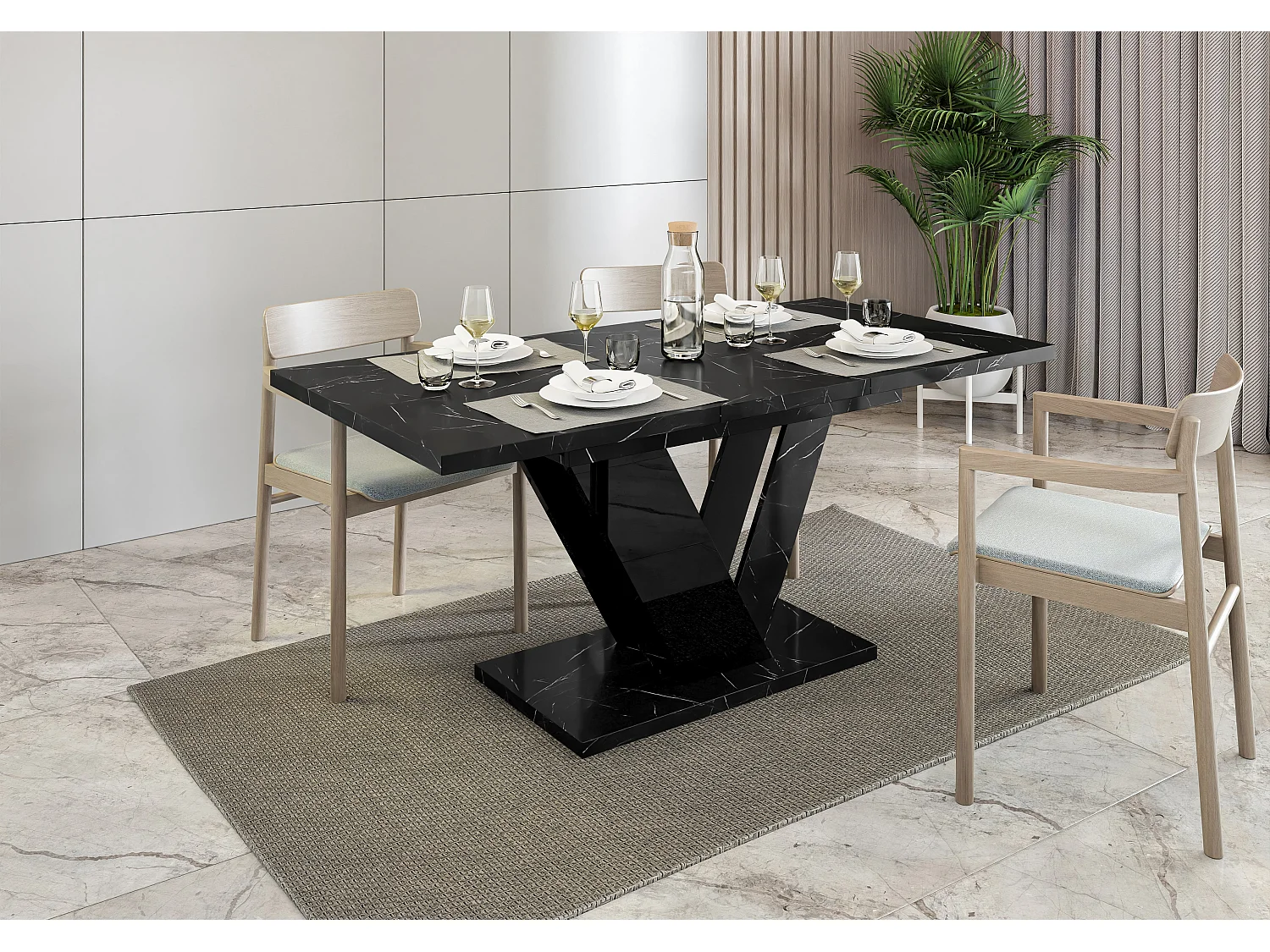 Dubaj stół czarny marmur czarny połysk