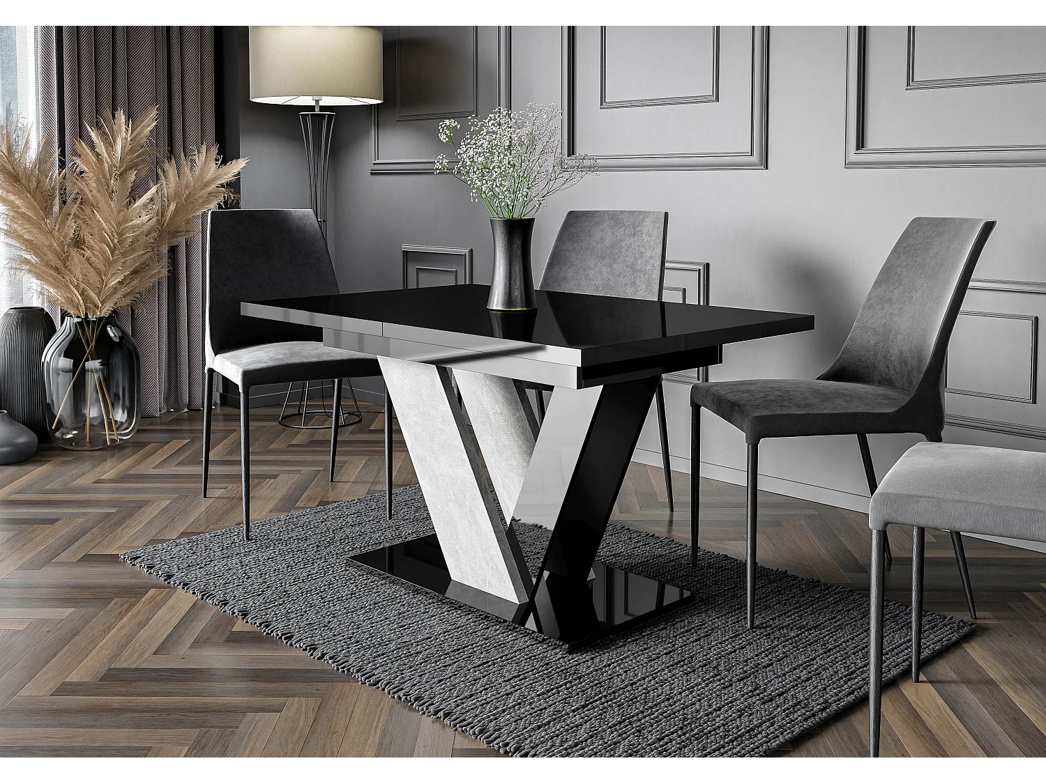 Dubaj stół czarny połysk beton