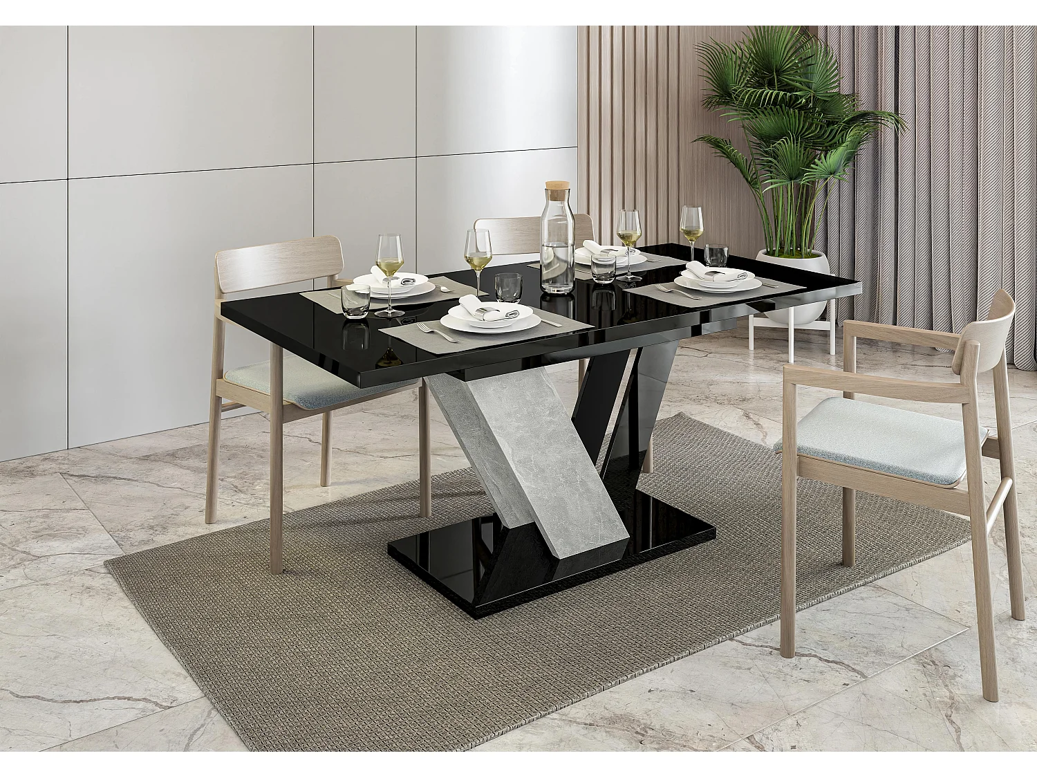 Dubaj stół czarny połysk beton