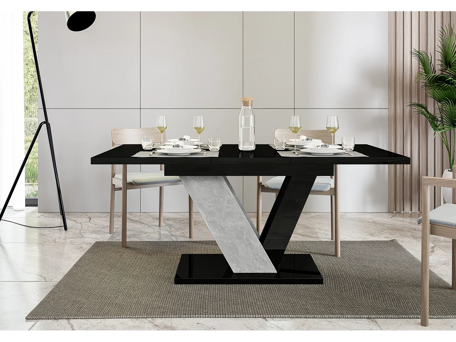 Dubaj stół czarny połysk beton