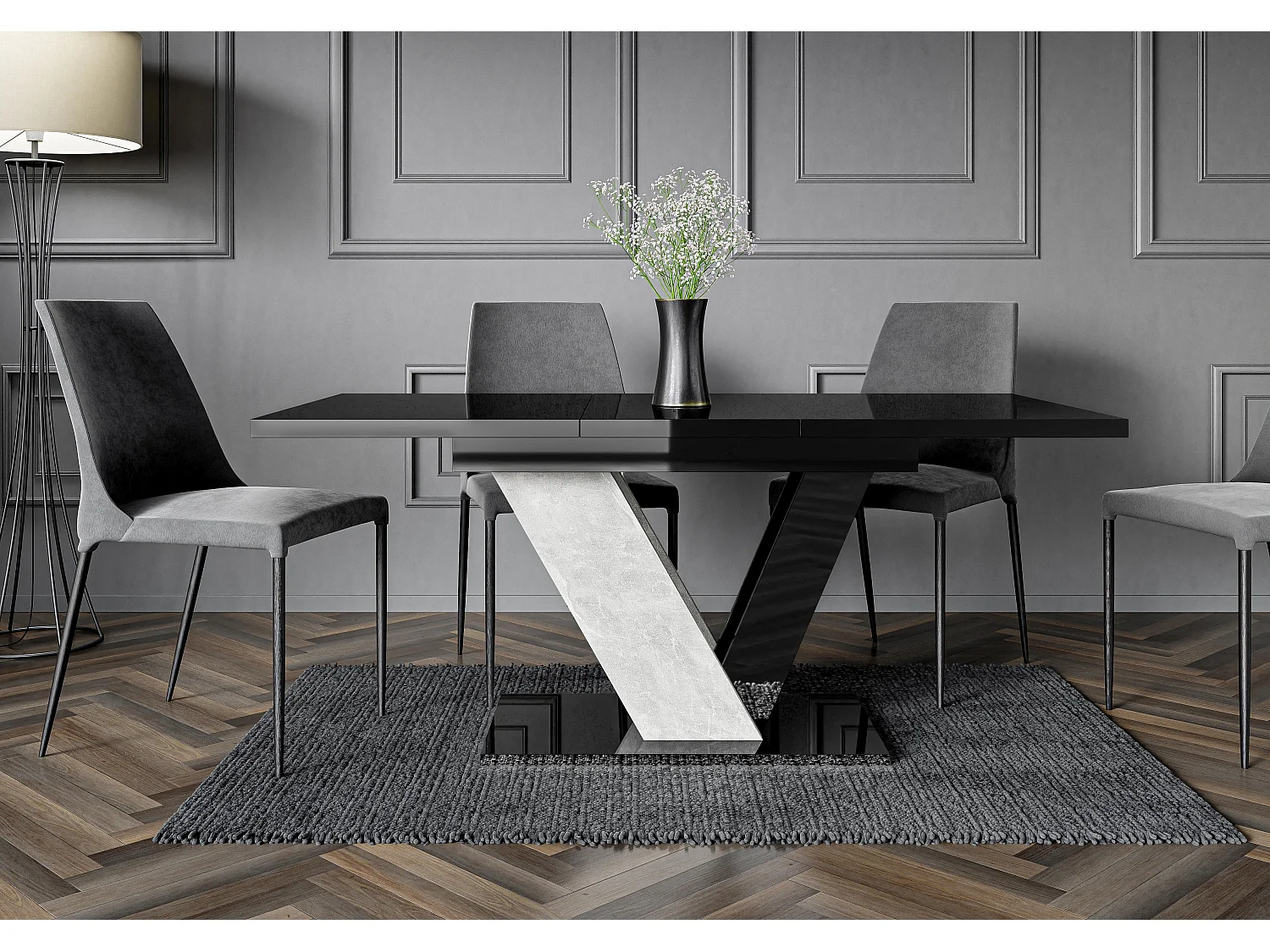 Dubaj stół czarny połysk beton