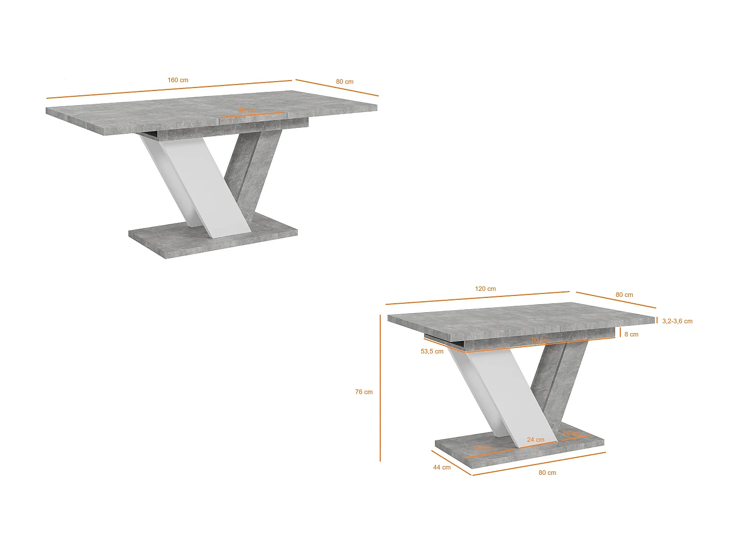 Dubaj stół beton biały