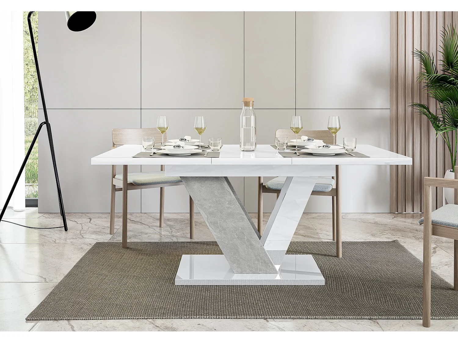 Dubaj stół biały połysk beton