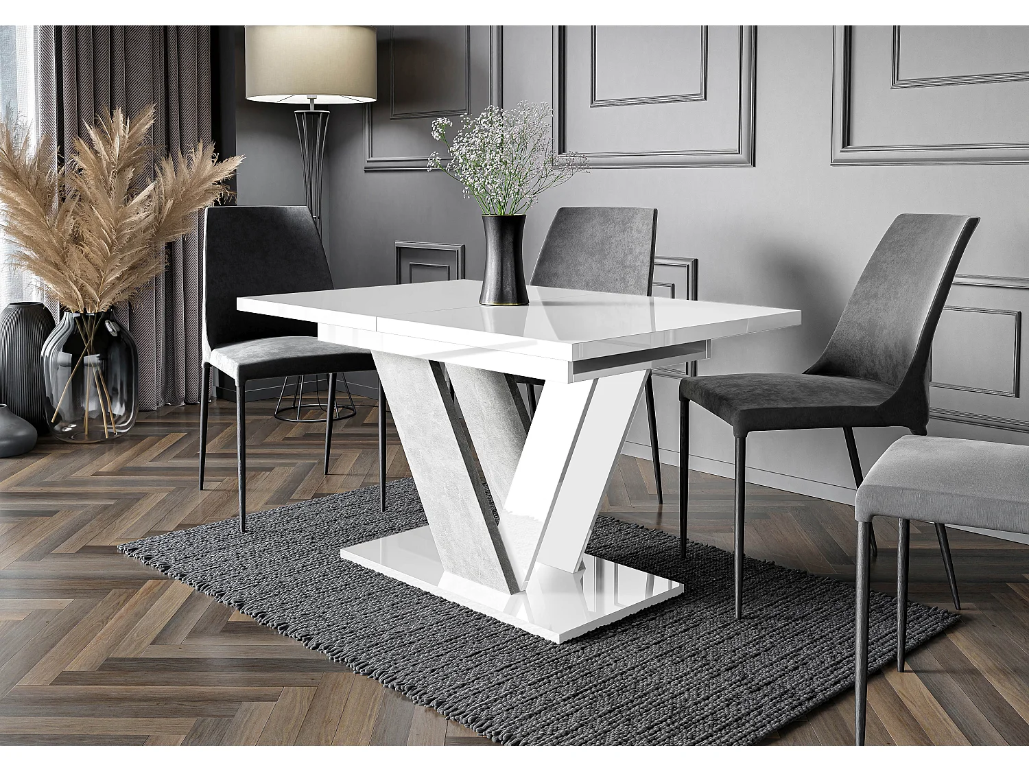 Dubaj stół biały połysk beton