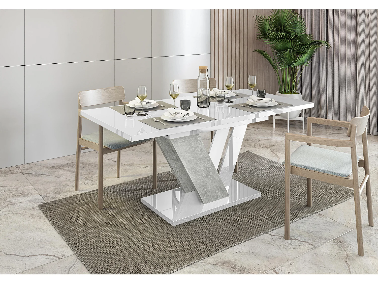 Dubaj stół biały połysk beton