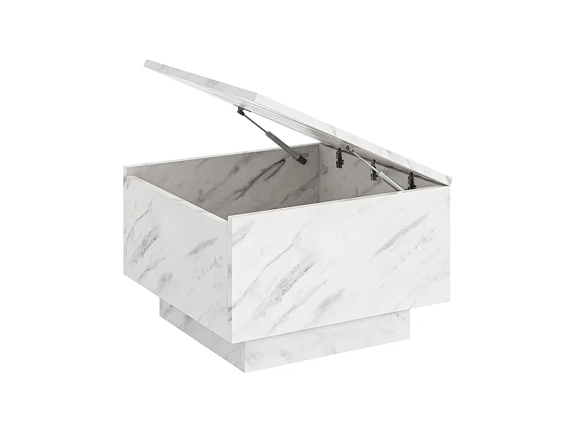 PROROOM FURNITURE - Couchtisch Weiß Marmoroptik - Moon - Sofatisch 60x60 cm - Kaffeetisch mit Stauraum - Kleiner Tisch für Wohnzimmer - Modern Coffee Table