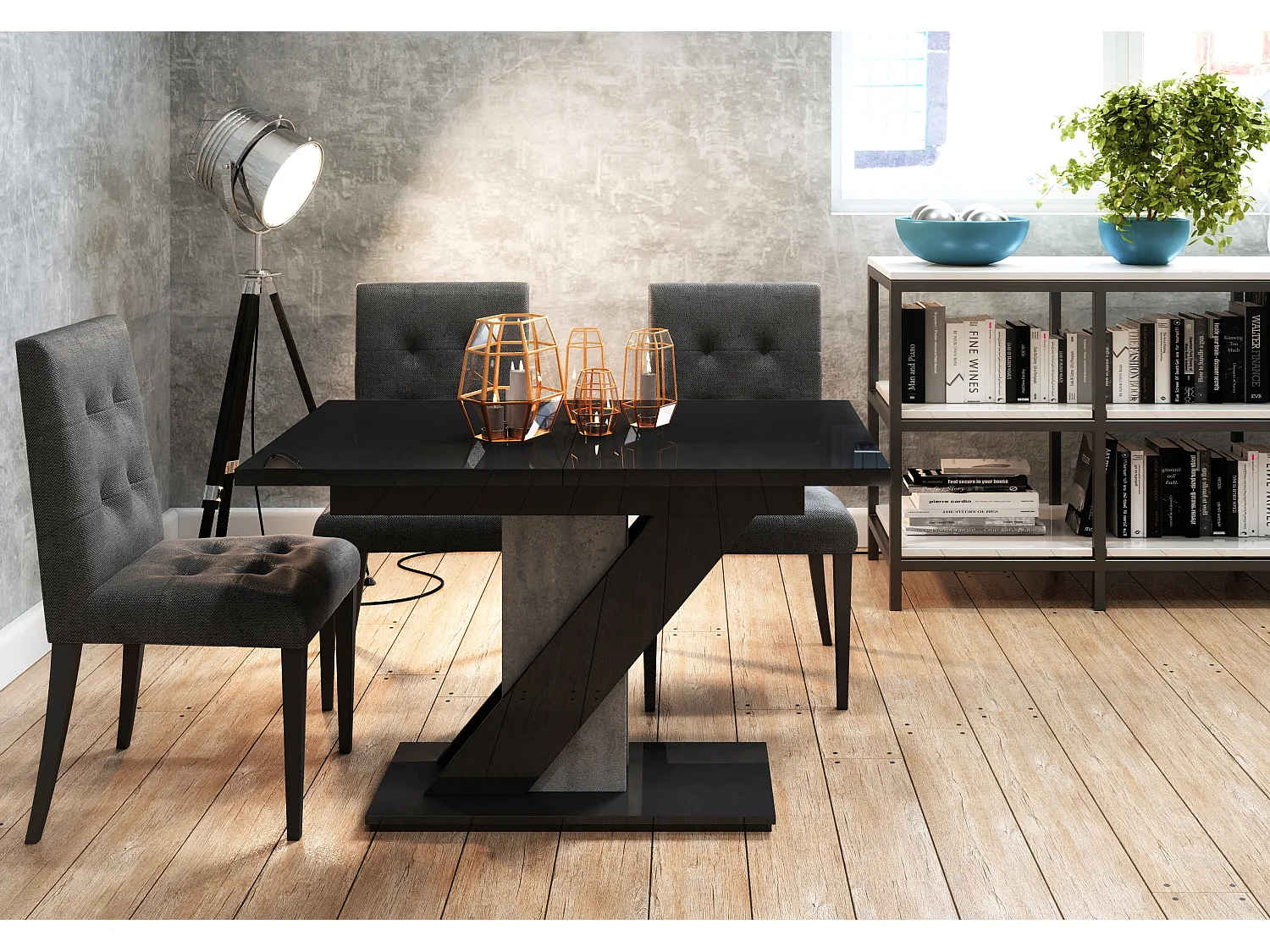 Mavea stół czarny połysk beton