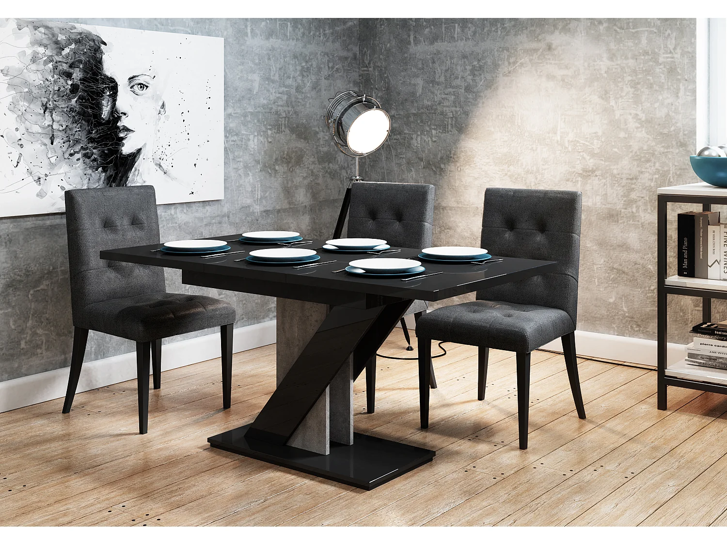 Mavea stół czarny połysk beton