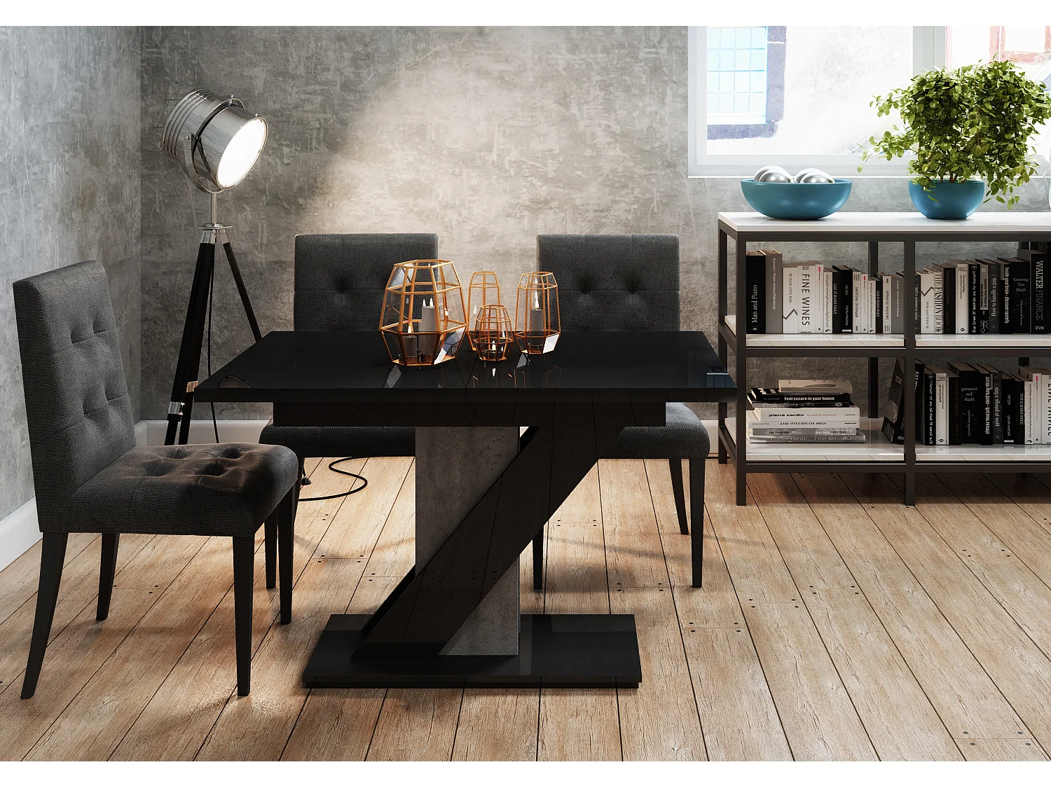 Mavea stół czarny połysk beton