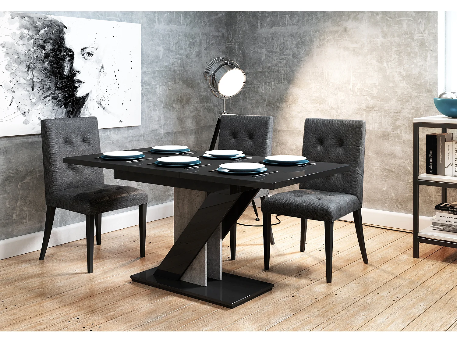 Mavea stół czarny połysk beton