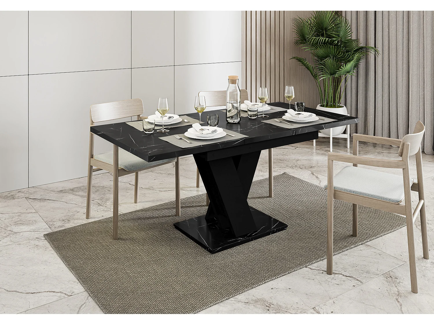 Malvi stół czarny marmur czarny